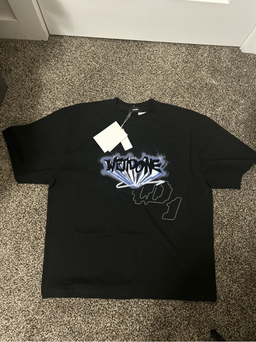 WE11done Black Men’s Crew Neck Short Sleeve Shirt
